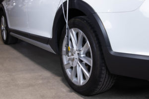 Michigan Scientific Wheel Pulse Transducer attached to vehicle wheel
